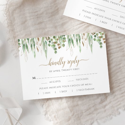 Elegant Eukalyptus Greenery RSVP Karte