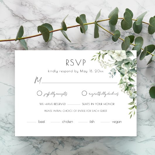 Elegant Eukalyptus Greenery RSVP Karte