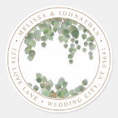Elegant Eukalyptus Greenery Rücksendeadresse Runder Aufkleber (Vorderseite)