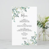 Elegant Eukalyptus Greenery Rustic Wedding Menu (Stehend Vorderseite)