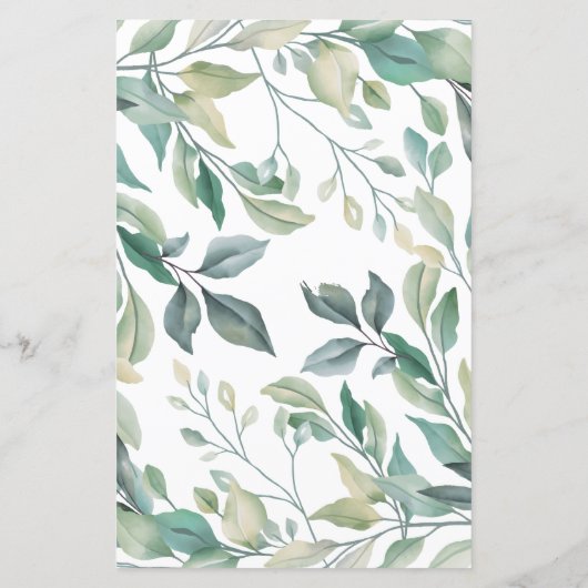 Elegant Eukalyptus Greenery Rustic Wedding Menu (Rückseite)