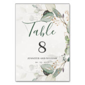 Elegant Eukalyptus Greenery Rustic White Tischnummer (Vorderseite)