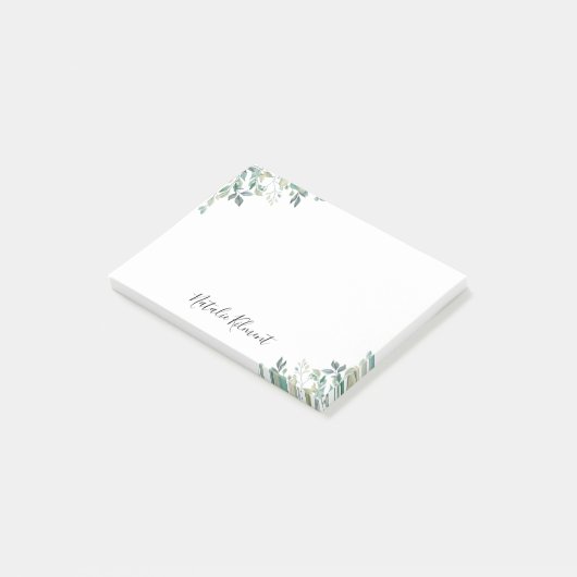 Elegant Eukalyptus Greenery Rustikale Grüne Blätte Post-it Klebezettel (angewinkelt)