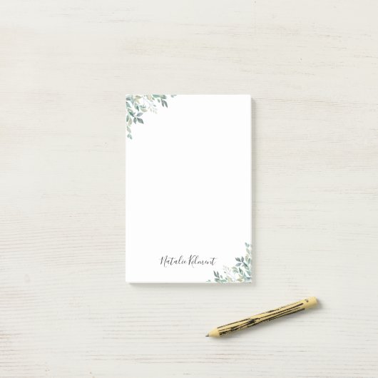 Elegant Eukalyptus Greenery Rustikale Grüne Blätte Post-it Klebezettel (Auf Schreibtisch)