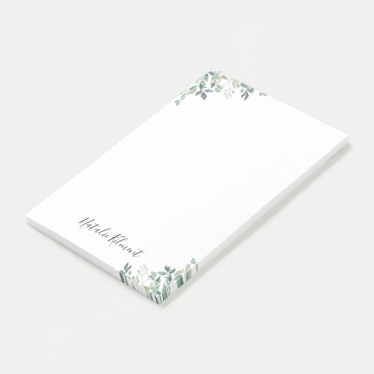 Elegant Eukalyptus Greenery Rustikale Grüne Blätte Post-it Klebezettel (angewinkelt)