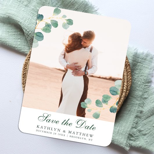 Elegant Eukalyptus Greenery Save the Date Wedding Magnet