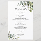 Elegant Eukalyptus Greenery Simple Wedding Menu (Vorderseite)