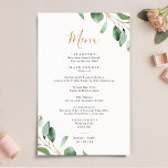 Elegant Eukalyptus Greenery Simple Wedding Menu<br><div class="desc">Dieses individuell anpassbare Menu Template wurde für die Abstimmung mit unserer Moody Greenery Hochzeitskollektion entworfen und verfügt über einen goldenen geometrischen Rahmen mit Aquarellfarben-Eukalyptus-Ästen,  mit Gold und Grau-Text. Um erweiterte Änderungen vorzunehmen,  wählen Sie bitte unter Personalisieren dieser Vorlage die Option "Klicken Sie auf,  um weitere Anpassungen vorzunehmen".</div>