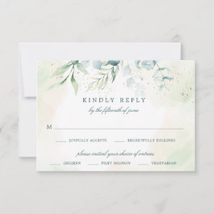 Elegant Eukalyptus Greenery Speisekarte Hochzeit RSVP Karte