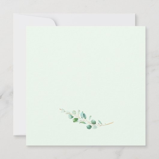 Elegant Eukalyptus Greenery Square Wedding Einladung (Rückseite)
