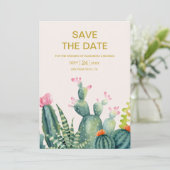 Elegant Eukalyptus Greenery Succulents Wedding Save The Date (Stehend Vorderseite)