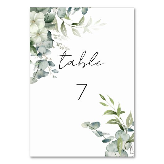 Elegant Eukalyptus Greenery Tischnummer (Rückseite)