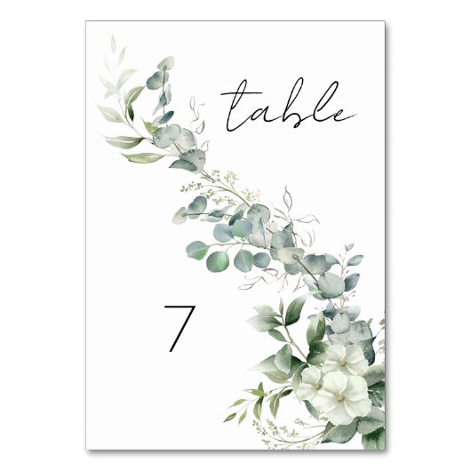 Elegant Eukalyptus Greenery Tischnummer (Rückseite)