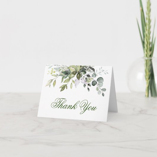 Elegant Eukalyptus Greenery Watercolor Dankeskarte (Vorderseite)