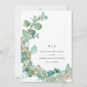 Elegant Eukalyptus Greenery Watercolor Wedding Einladung (Rückseite)