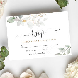 Elegant Eukalyptus Greenery Watercolor Wedding RSVP Karte