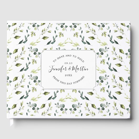 Elegant Eukalyptus & Greenery Wedding Gästebuch (Vorderseite)