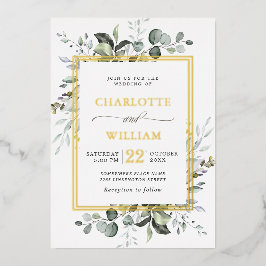 Elegant Eukalyptus Greenery Wedding Gold Foil Folieneinladung