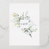 Elegant Eukalyptus Greenery Wedding Gold Folieneinladung (Rückseite)