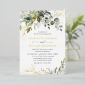 Elegant Eukalyptus Greenery Wedding Gold Folieneinladung (Stehend vorne)