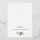 Elegant Eukalyptus Greenery Wedding Gold Folieneinladung (Rückseite)