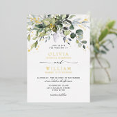 Elegant Eukalyptus Greenery Wedding Gold Folieneinladung (Stehend vorne)