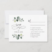 Elegant Eukalyptus Greenery Wedding Meal Optionen RSVP Karte (Vorderseite)