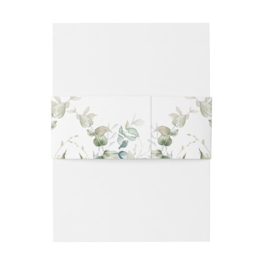 Elegant Eukalyptus Greenery Wedding Monogram Einladungsbanderole (Rückseitenbeispiel)