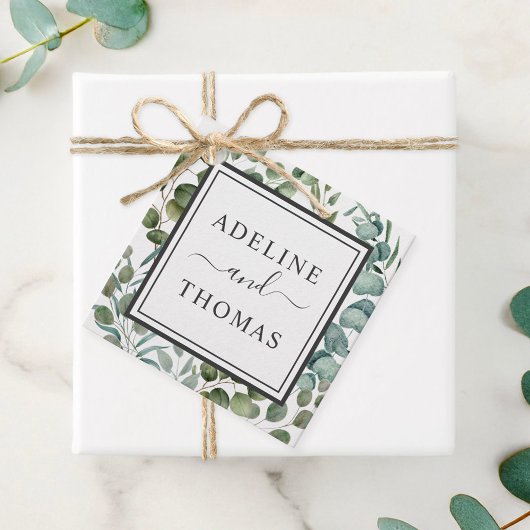 Elegant Eukalyptus Greenery Wedding Monogram Geschenkanhänger
