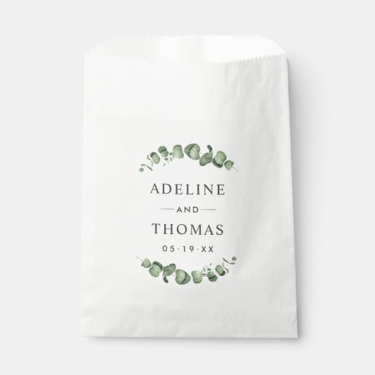 Elegant Eukalyptus Greenery Wedding Monogram Geschenktütchen (Vorderseite)