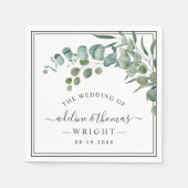 Elegant Eukalyptus Greenery Wedding Monogram Serviette (Vorderseite)