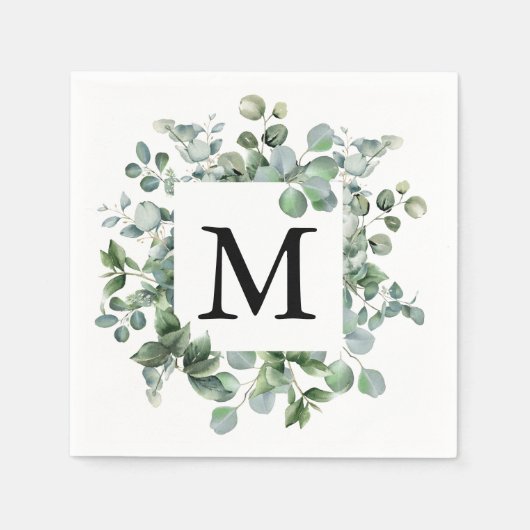 Elegant Eukalyptus Greenery Wedding Paper Serviette (Vorderseite)