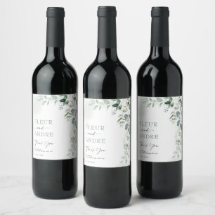 Elegant Eukalyptus Greenery Wedding Party Favorits Weinetikett