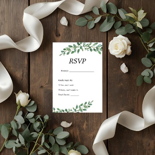 Elegant Eukalyptus Greenery Wedding RSVP Card