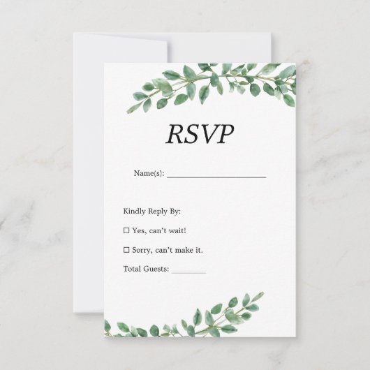 Elegant Eukalyptus Greenery Wedding RSVP Card Karte (Vorderseite)