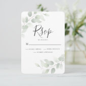 Elegant Eukalyptus Greenery Wedding RSVP Card Karte (Stehend Vorderseite)