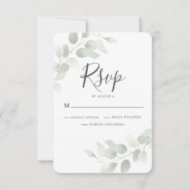 Elegant Eukalyptus Greenery Wedding RSVP Card Karte