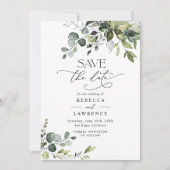 Elegant Eukalyptus Greenery Wedding Save the Date Einladung (Vorderseite)