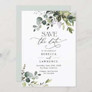 Elegant Eukalyptus Greenery Wedding Save the Date Einladung