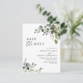 Elegant Eukalyptus Greenery Wedding Save the Date Einladung (Stehend Vorderseite)