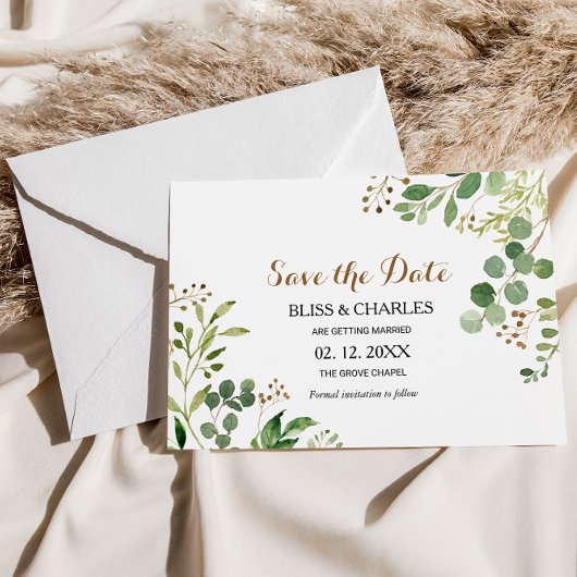 Elegant Eukalyptus Greenery Wedding Save the Date Einladung