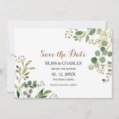 Elegant Eukalyptus Greenery Wedding Save the Date Einladung (Vorderseite)