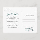 Elegant Eukalyptus Greenery Wedding Save the Date Postkarte (Rückseite)