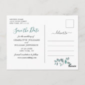 Elegant Eukalyptus Greenery Wedding Save the Date Postkarte (Rückseite)
