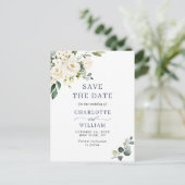 Elegant Eukalyptus Greenery Wedding Save the Date Postkarte (Stehend Vorderseite)