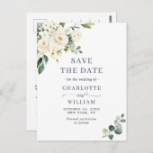 Elegant Eukalyptus Greenery Wedding Save the Date Postkarte (Vorne/Hinten)