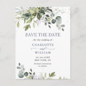 Elegant Eukalyptus Greenery Wedding Save the Date Postkarte (Vorderseite)
