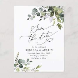 Elegant Eukalyptus Greenery Wedding Save the Date Postkarte
