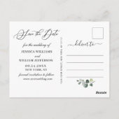 Elegant Eukalyptus Greenery Wedding Save the Date Postkarte (Rückseite)