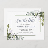 Elegant Eukalyptus Greenery Wedding Save the Date Postkarte (Vorne/Hinten)